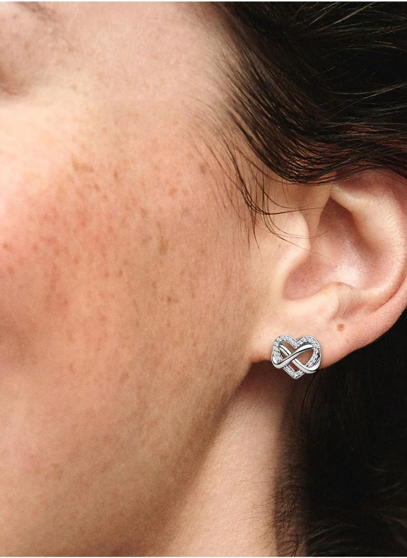 PANDORA Infinity Heart Sterling Silver Stud Earrings