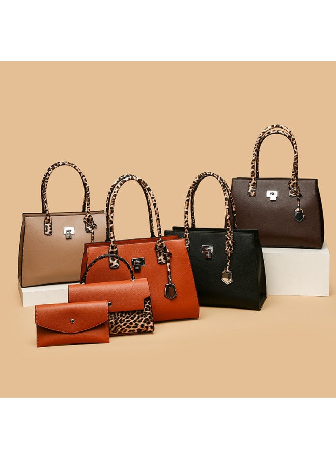 Women's Bag New Retro Leopard Print Three-piece Shoulder Portable Messenger Bag - Image 3