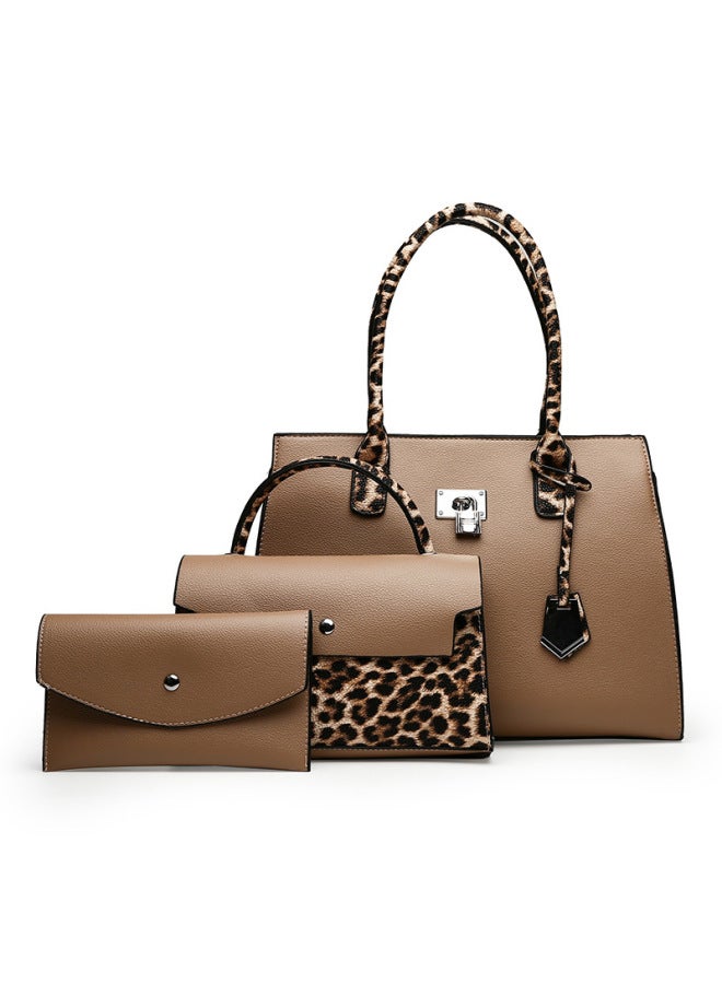 Women's Bag New Retro Leopard Print Three-piece Shoulder Portable Messenger Bag - Image 1