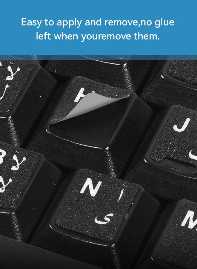 Tersely 3-Pack Durable Arabic Keyboard Stickers, Dustproof, Waterproof, Strong Adhesion, Black Background with White Letters, for Laptops and Desktops (Arabic-Black) - Image 5