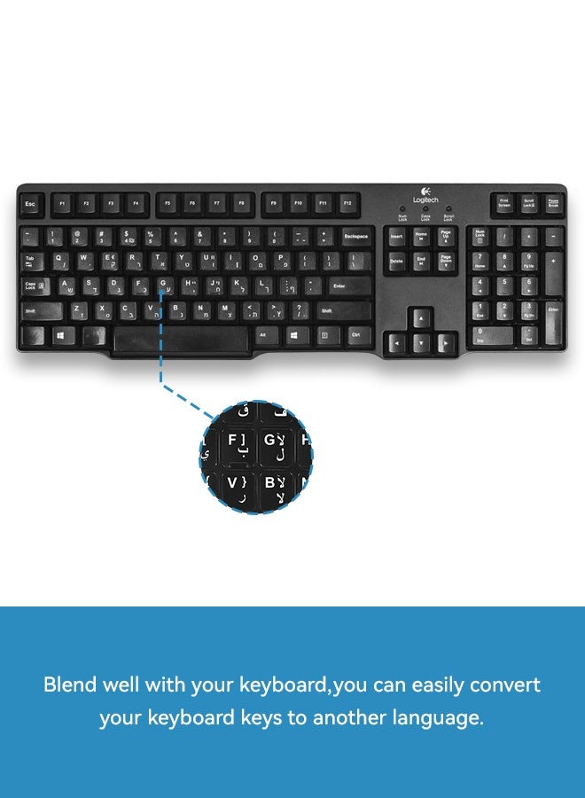 Tersely 3-Pack Durable Arabic Keyboard Stickers, Dustproof, Waterproof, Strong Adhesion, Black Background with White Letters, for Laptops and Desktops (Arabic-Black) - Image 3