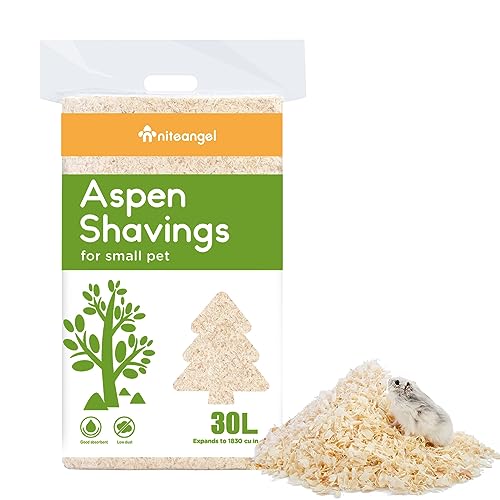 Niteangel Aspen Shaving Hamster Beddings for Syrian Dwarf Hamster Gerbil Mice Degu Rat Rabbit Bunny Guinea Pig Chinchilla Hedgehog or Other Small Pets 30L 8mm - Image 1