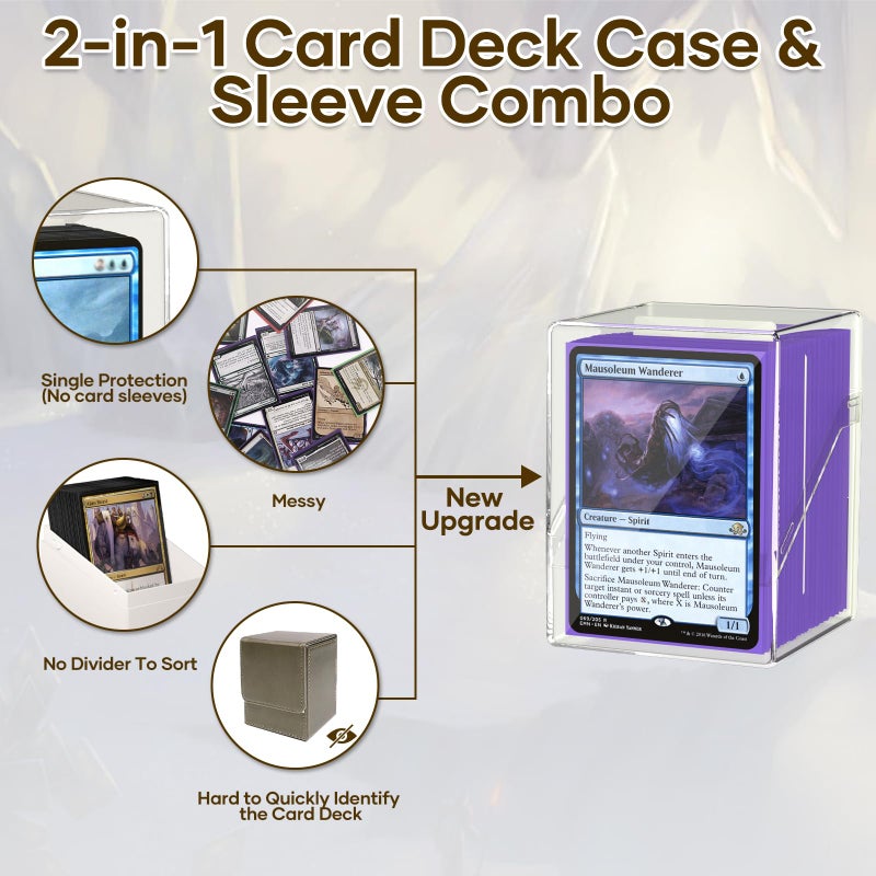 YSCare 6 Pack Card Deck Boxes, Clear Commander Deck Case with 600Pcs Card Sleeves and Dividers, Standard Size Cards Storage Box Perfect Fit for MTG, Sport, Trading Cards (6 colors) - Image 2
