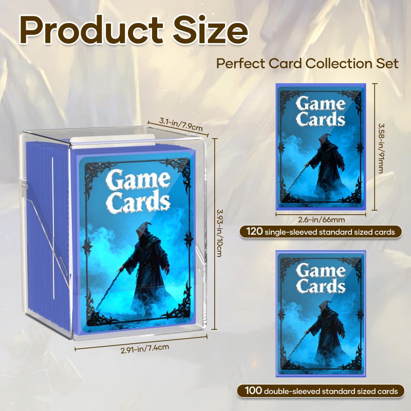 YSCare 6 Pack Card Deck Boxes, Clear Commander Deck Case with 600Pcs Card Sleeves and Dividers, Standard Size Cards Storage Box Perfect Fit for MTG, Sport, Trading Cards (6 colors) - Image 3