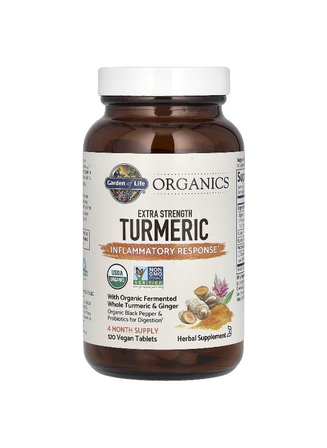 Garden of Life Garden of Life, Organics, Extra Strength Turmeric, Inflammatory Response, 120 Vegan Tablets  - Image 3