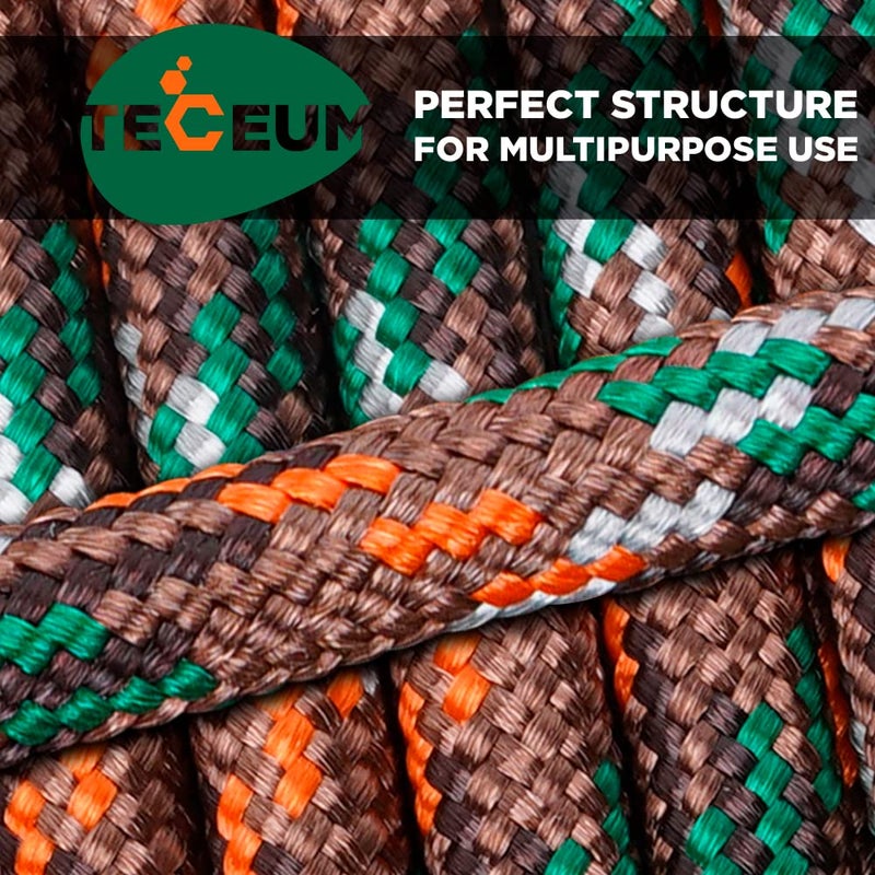 TECEUM Paracord Type III 550 Mixed Camo â€“ 50 ft â€“ 4mm â€“ Tactical Rope MIL-SPEC â€“ Outdoor para Cord â€“Camping Hiking Fishing Gear and Equipment â€“ EDC Parachute Cord â€“ Strong Survival Rope - Image 5
