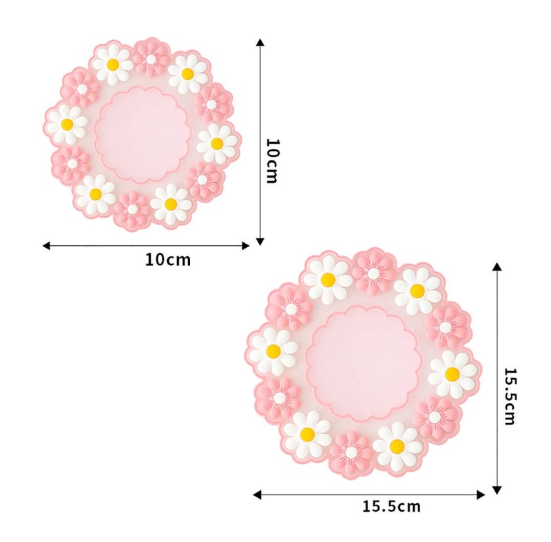 P Plus Fire Flower Coasters, Heat Resistant, Flexible and Non-Slip Coasters Trivet Set (Pink, Set of 4, Small & Medium Size) - Image 2