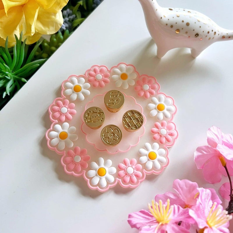 P Plus Fire Flower Coasters, Heat Resistant, Flexible and Non-Slip Coasters Trivet Set (Pink, Set of 4, Small & Medium Size) - Image 3