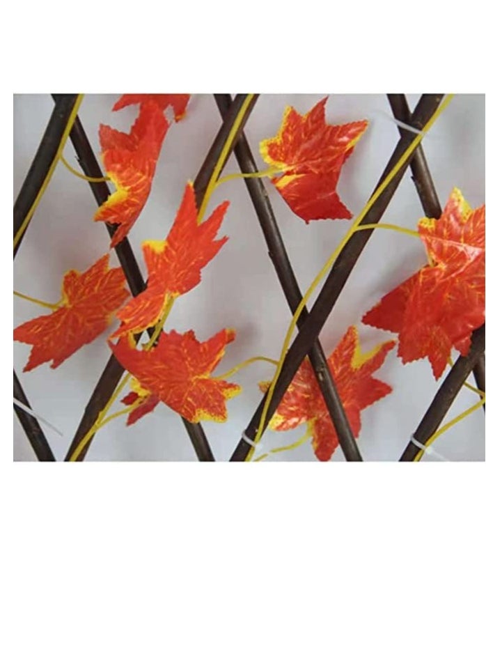 Generic - 𝐅𝐅𝐃 Orange Maple Leaves Expandable Fence - Durable Willow Wood Privacy Screen with Vibrant Artificial Leaves, UV Protection u0026 Adjustable Design for Indoor u0026 Outdoor Decor - Image 1