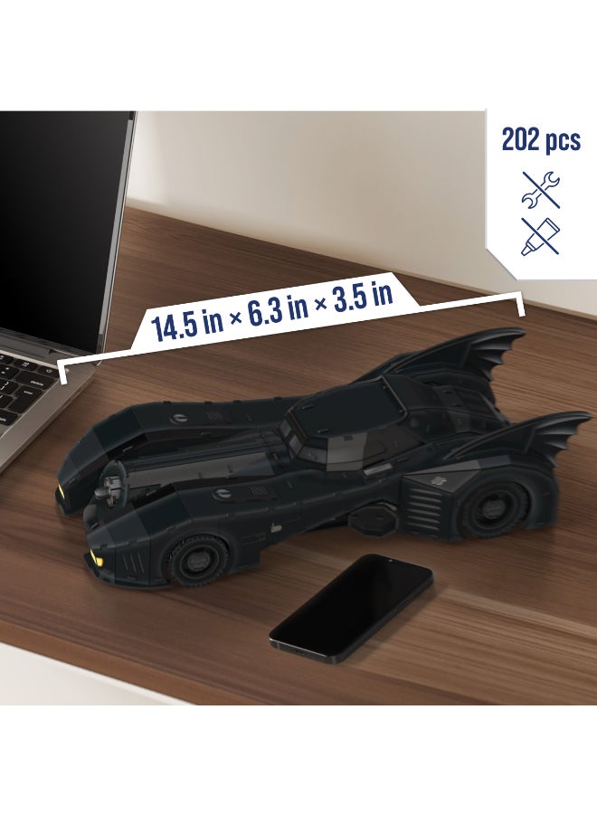 Puzzles 4D بناء، سيارة باتمان ريترو باتموبيل نموذج 3D مع قاعدة 202 قطعة، ألعاب باتمان ديكور مكتب، ألعاب بناء، ألغاز 3D للبالغين والمراهقين 12+ - Image 2