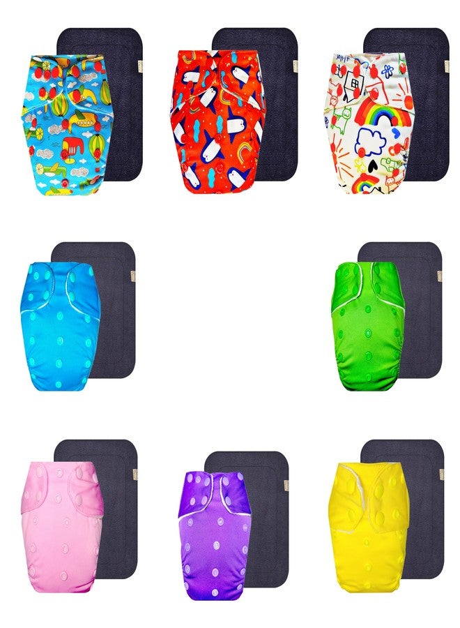 حفاضات قماشية فاخرة من دمبلدو مع حشوة رمادية (عبوة من 8 قطع) | ملائمة تمامًا | تسمح بمرور الهواء | سهلة التنظيف | مثالية للأطفال الصغار | من 3 أشهر إلى 3 سنوات | للجنسين - Image 1