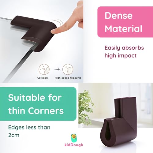 KidDough Baby Proofing Corner Guards, Corner Protector for Sharp Edges, Table Corner Protector for Baby Safety (U Shape Brown) - Image 3
