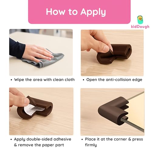 KidDough Baby Proofing Corner Guards, Corner Protector for Sharp Edges, Table Corner Protector for Baby Safety (U Shape Brown) - Image 5