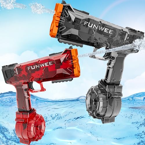 Funwee 2 Pack Electric Water Guns for Adults Kids Most Powered Full Automatic Water Squirt High Capacity Long Range Classic Fully Strongest Water Blaster Outdoor Swimming Pool Gift Toy - Image 1