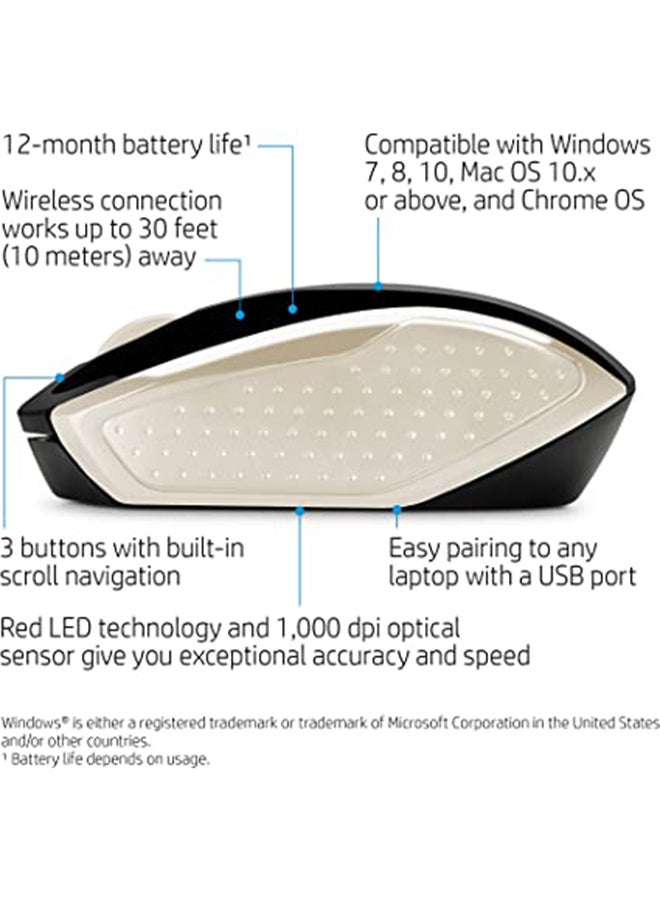 HP Wireless Mouse 200, Optical, 1000 DPI, Ambidextrous, (2HU84AA) Silver/Black - Image 5