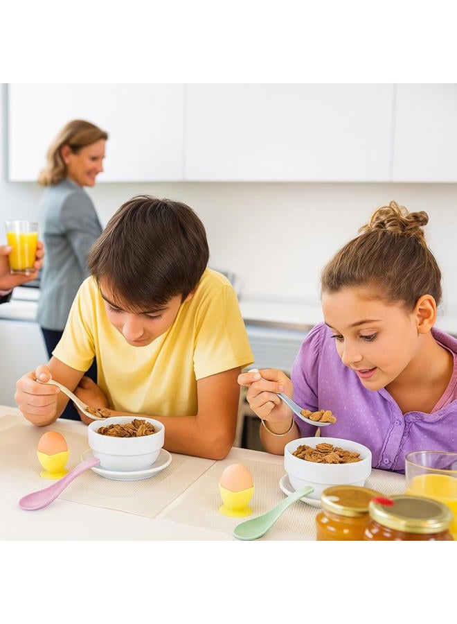 Outus 8 Pieces Wheat Straw Plastic Spoon Dinner Spoon Portable Wheat Straw Soup Spoon Dishwasher and Microwave Safe Spoon - Image 4