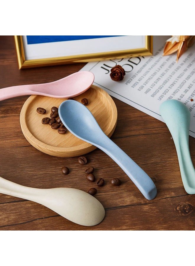 Outus 8 Pieces Wheat Straw Plastic Spoon Dinner Spoon Portable Wheat Straw Soup Spoon Dishwasher and Microwave Safe Spoon - Image 5