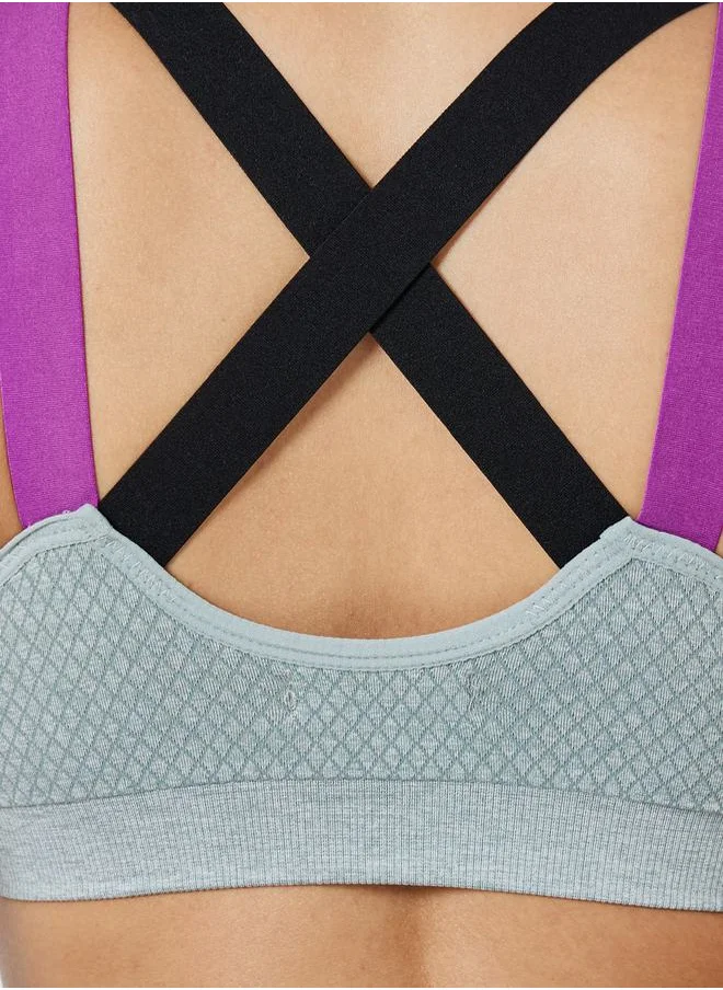 ستايلي Contrast Cross Back Strap Sports Bra