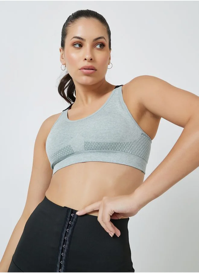 ستايلي Contrast Cross Back Strap Sports Bra