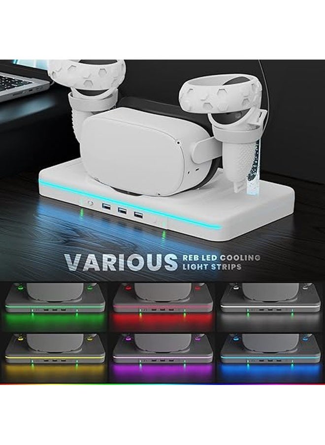 General - VR Charging Station for Oculus Quest 2/Meta Quest 2, CODOGOY Charging Dock with LED Indicator/Charging Headset with 2 Rechargeable Batteries and USB Charging Cable, Support for Elite Band with Battery - Image 1