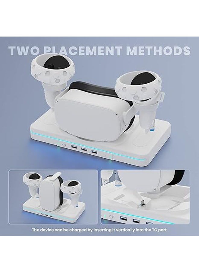 General - VR Charging Station for Oculus Quest 2/Meta Quest 2, CODOGOY Charging Dock with LED Indicator/Charging Headset with 2 Rechargeable Batteries and USB Charging Cable, Support for Elite Band with Battery - Image 1