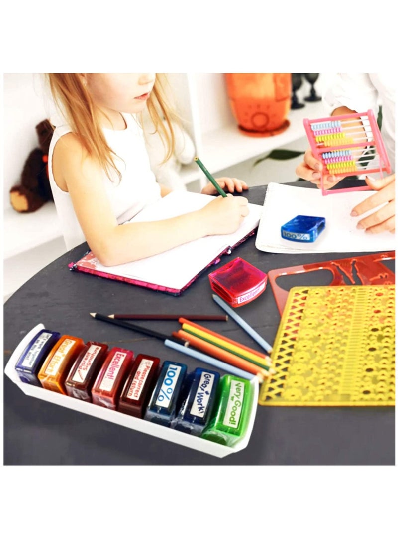 SYOSI طوابع المعلم بيرتيفيني لتقييم الصف، مجموعة طوابع ذات حبر ذاتي لتوقيع الأهل مع 8 قطع، مستلزمات المعلم للواجبات المنزلية - Image 5