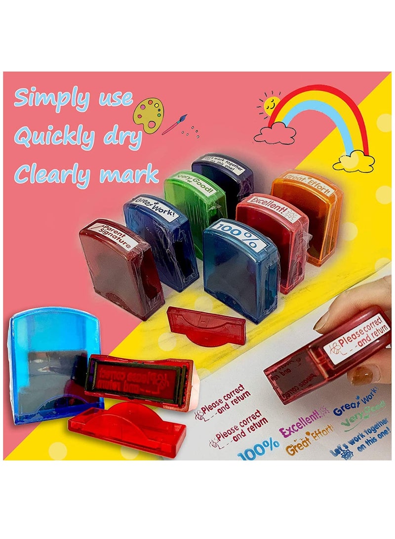 SYOSI طوابع المعلم بيرتيفيني لتقييم الصف، مجموعة طوابع ذات حبر ذاتي لتوقيع الأهل مع 8 قطع، مستلزمات المعلم للواجبات المنزلية - Image 3