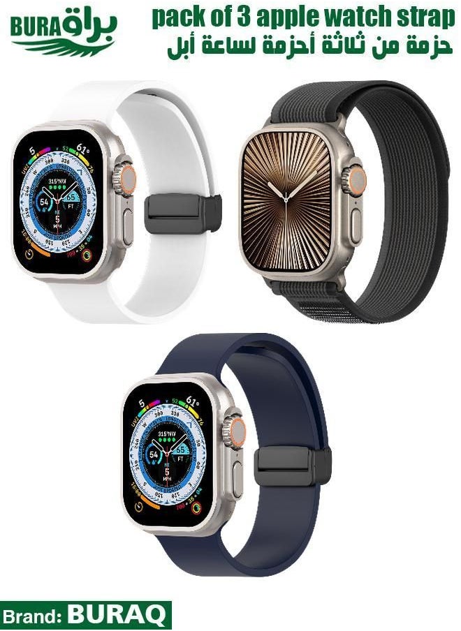 BURAQ - Apple Watch Band Strap For Apple Watch Ultra 2/Ultra 49mm, Series 10 46mm, 9/8/7 45mm, SE2/SE/6/5/4 44mm, 3/2/1 42mm - Image 1