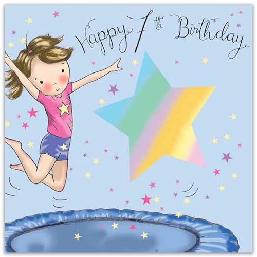 Twizler 7th Birthday Card for Girls - Trampoline - Age 7 Year Old - Childrens Happy Birthday Card for Kids - Image 2