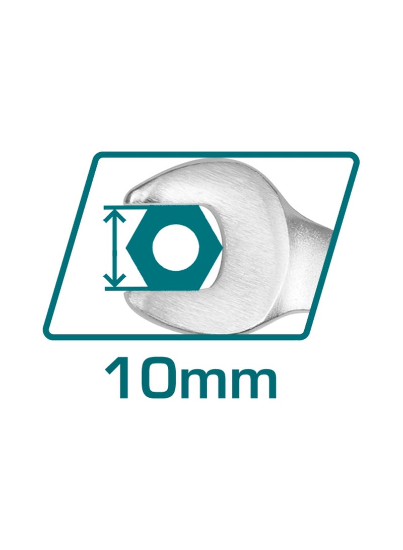 TOTAL 10mm Combination Spanner – Durable Chrome Vanadium Steel, Open & Ring End Wrench for Mechanical & DIY Use - Image 2