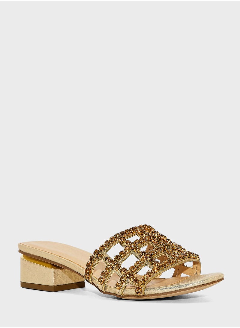 MENBUR - Open Toe Strap Mid Heel Sandals - Image 1