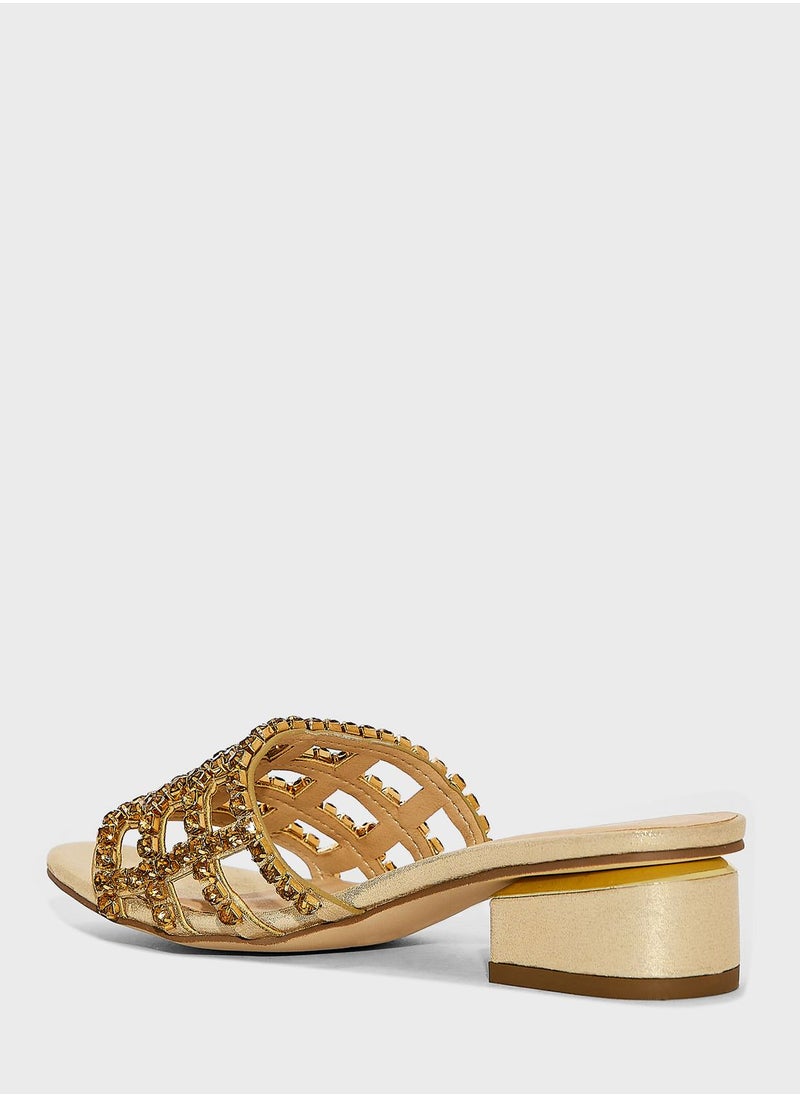 MENBUR - Open Toe Strap Mid Heel Sandals - Image 1