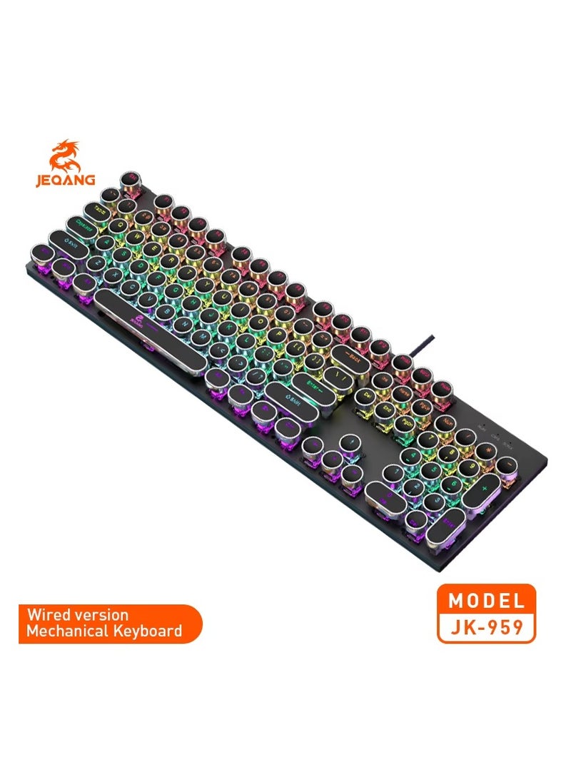 JEQANG - JEQANG 104 Key Wired Mechanical Keyboard With RGB Lighting Effect For Office And Gaming Black JK-959 - Image 1