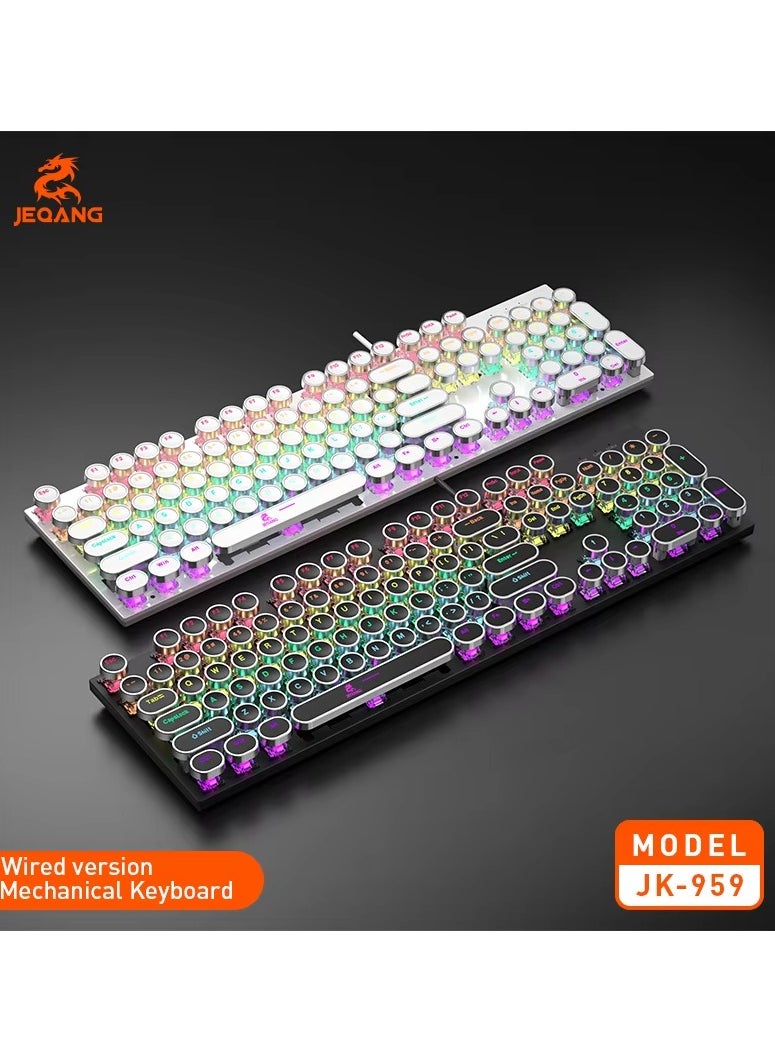 JEQANG - JEQANG 104 Key Wired Mechanical Keyboard With RGB Lighting Effect For Office And Gaming Black JK-959 - Image 1