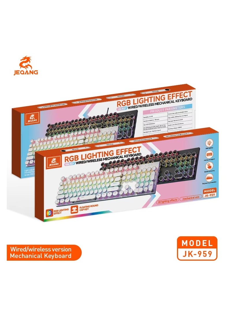JEQANG - JEQANG 104 Key Wired Mechanical Keyboard With RGB Lighting Effect For Office And Gaming Black JK-959 - Image 1