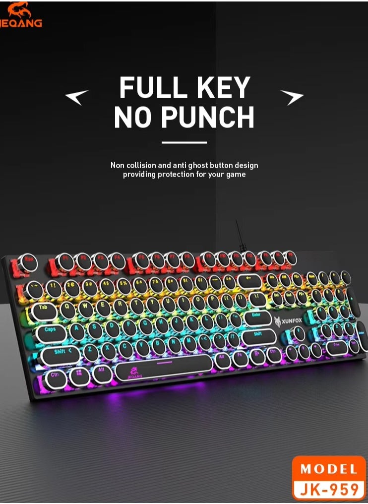 JEQANG - JEQANG 104 Key Wired Mechanical Keyboard With RGB Lighting Effect For Office And Gaming Black JK-959 - Image 1