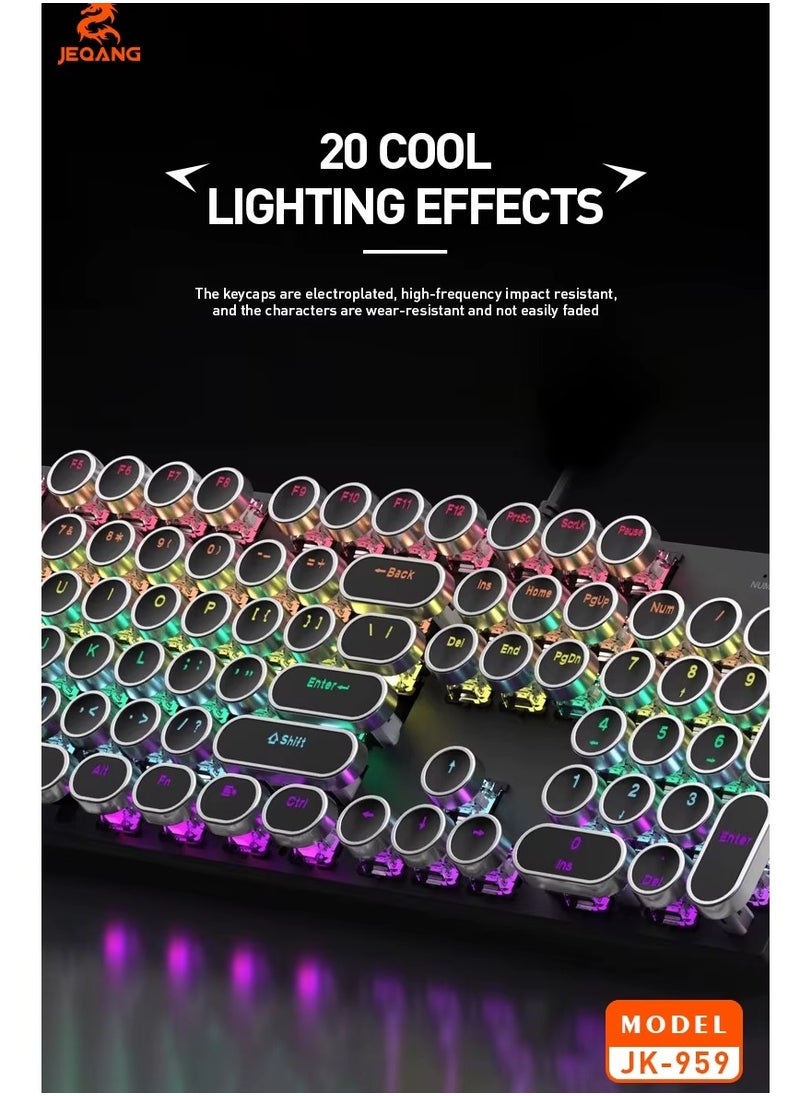 JEQANG - JEQANG 104 Key Wired Mechanical Keyboard With RGB Lighting Effect For Office And Gaming Black JK-959 - Image 1