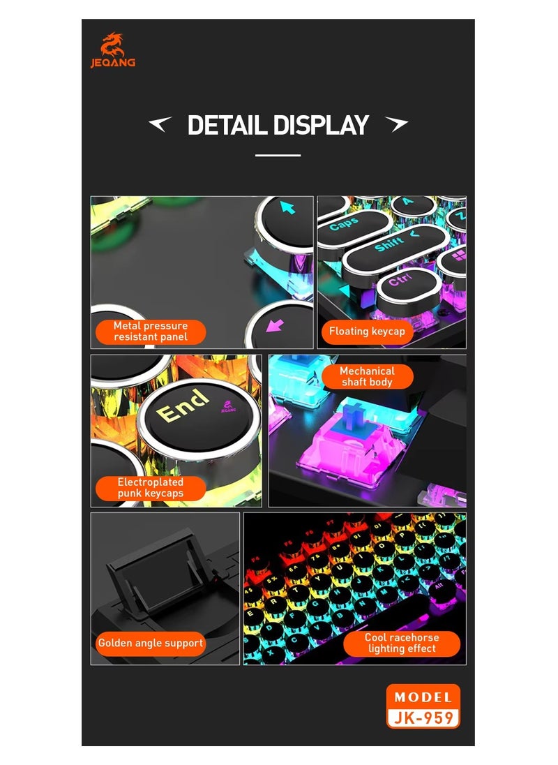JEQANG - JEQANG 104 Key Wired Mechanical Keyboard With RGB Lighting Effect For Office And Gaming Black JK-959 - Image 1