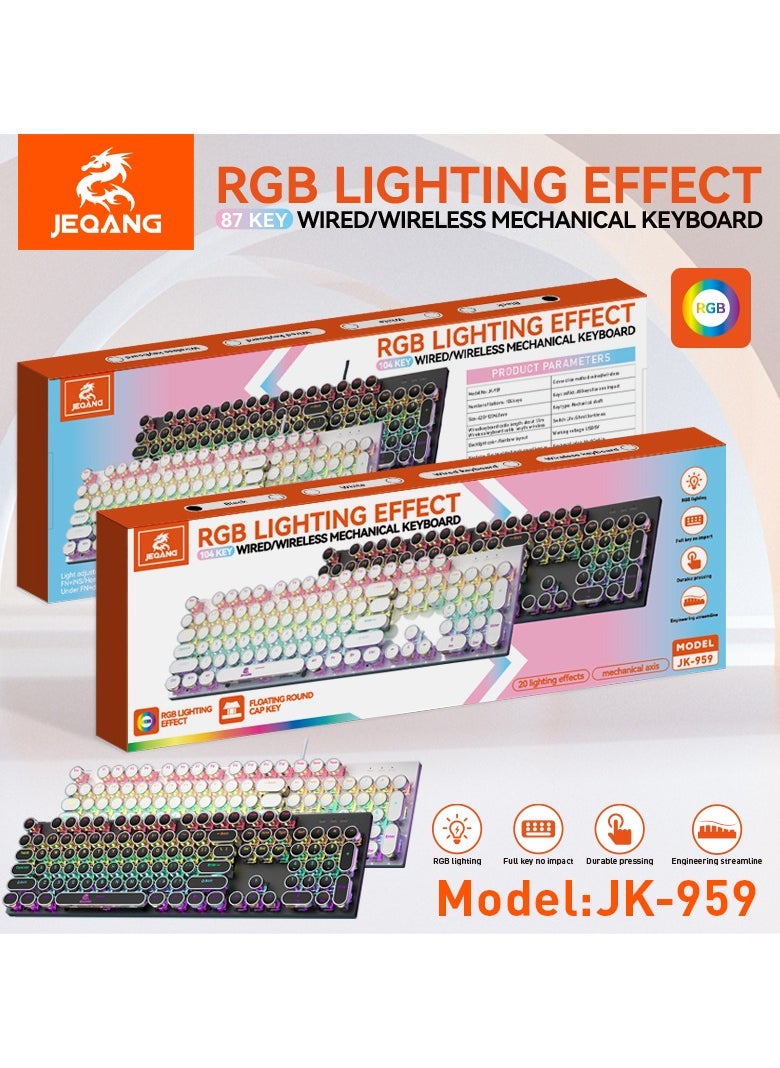 JEQANG - JEQANG 104 Key Wired Mechanical Keyboard With RGB Lighting Effect For Office And Gaming Black JK-959 - Image 1