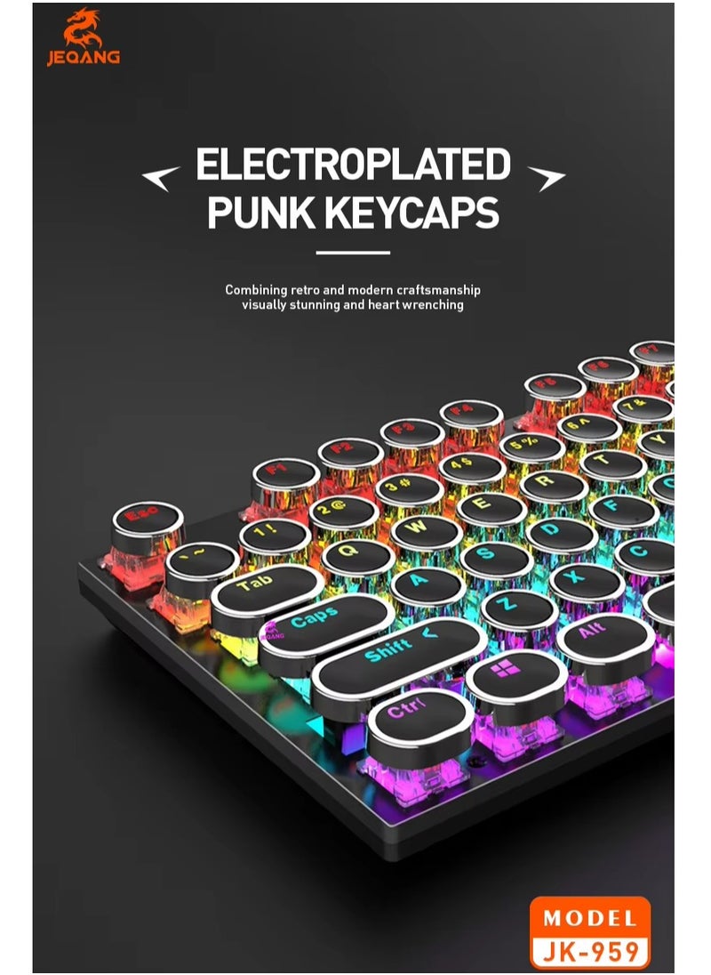 JEQANG - JEQANG 104 Key Wired Mechanical Keyboard With RGB Lighting Effect For Office And Gaming Black JK-959 - Image 1