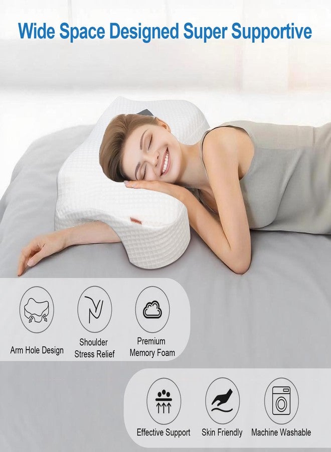 Funpkoser Side Sleeper Pillow with Arm Holes, Memory Foam Pillow for Neck Shoulder Cervical Pain Relief, Ergonomic Arm Holes Positioner Cooling Bed Pillows for Side Sleeping (Grey) - Image 5