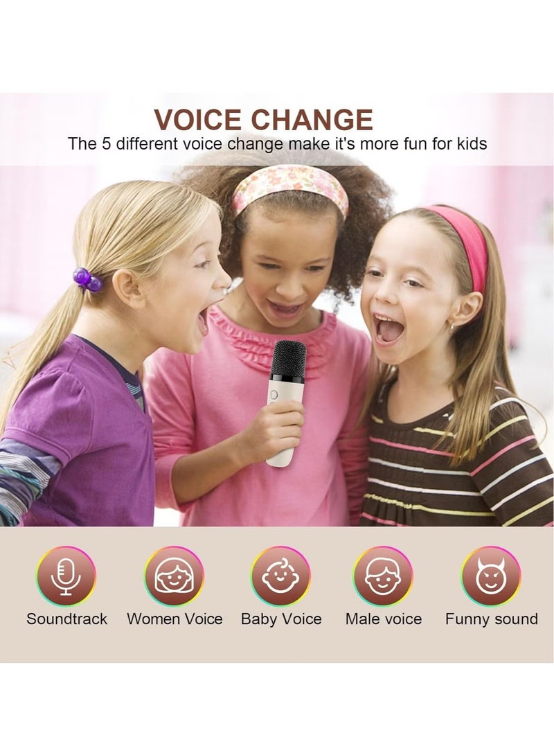 سينجي آلة الكاريوكي المصغرة ، مكبر صوت بلوتوث المحمولة مع ميكروفون لاسلكي ، ألعاب مضحكة للفتيات الفتيات الأعمار من 4 إلى 12 سنة ، أضواء ملونة ، للأطفال عيد ميلاد , منزل , محمول مع ميكروفون لاسلكي لون بيج - Image 4