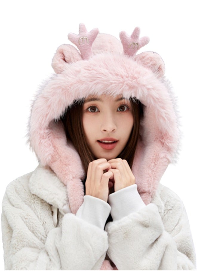 ZCM-HAPPY Beautiful Soft Cozy Winter Hat for Women with Plush Velvet and Cute Deer Ears  - Image 1