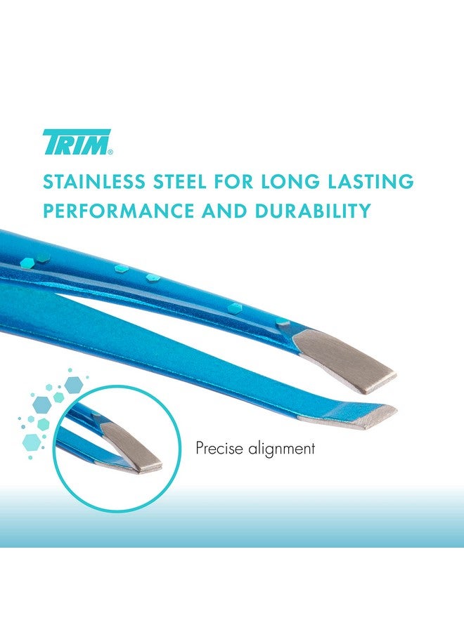 Trim Azure Collection Slant Tip Tweezerprecisionground Tips Grasp Even The Finest Hairsangled To Align With The Brow'S Natural Archcalibrated Tension For More Controlstainless Steel - Image 3