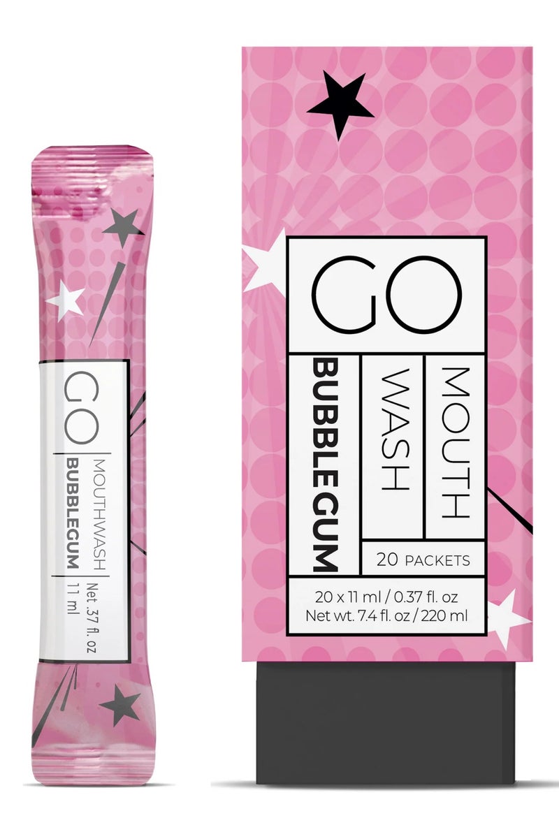 Go Mouthwash Pink Bubblegum Mouthwash - 20 Packets - Image 1