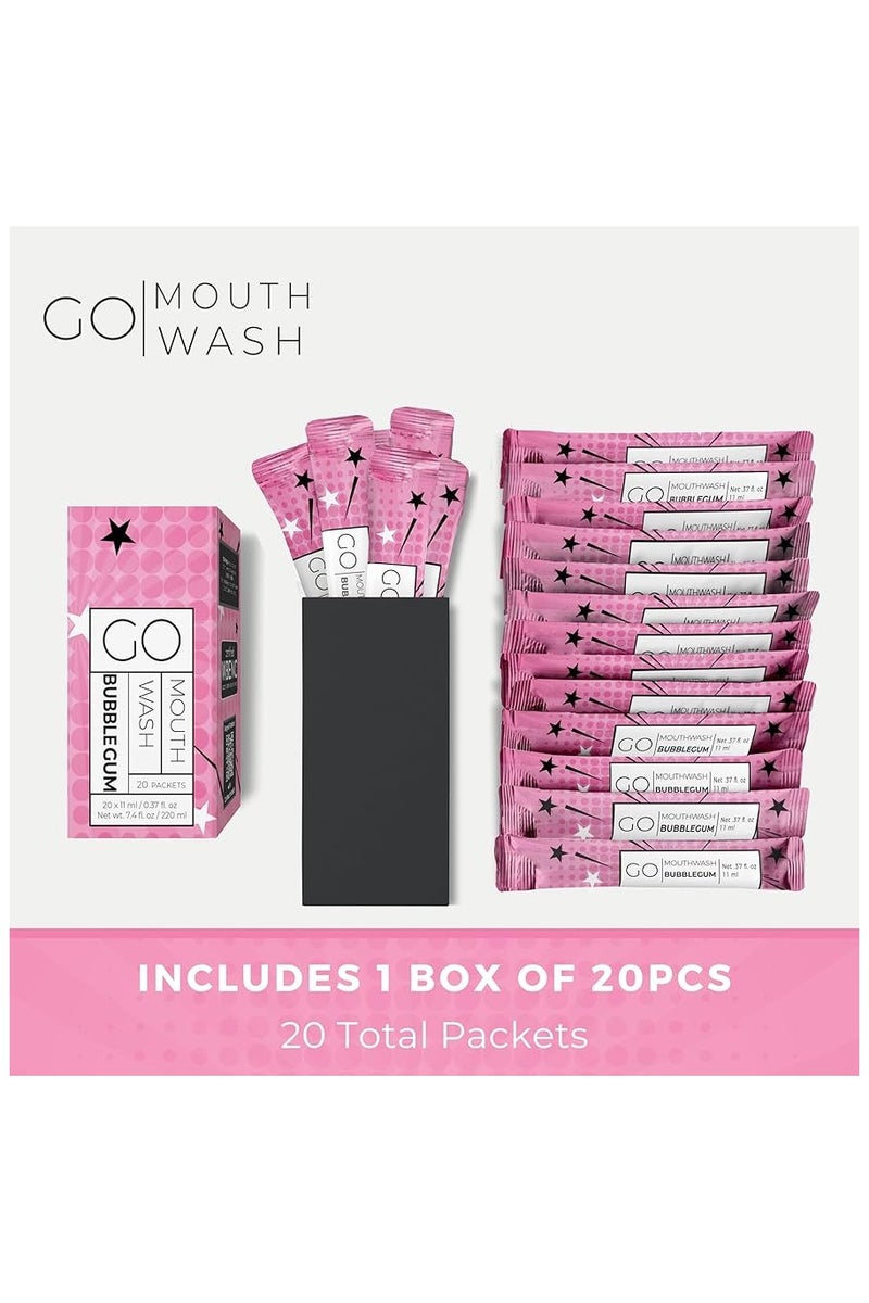 Go Mouthwash Pink Bubblegum Mouthwash - 20 Packets - Image 2