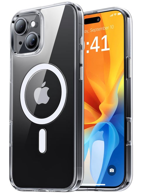 iPhone 15 Magnetic Case, Compatible with MagSafe,【Anti-Yellowing】Crystal Clear Shockproof Protection Back Cover, Ultra Slim Strong Magnet Phone Shell Case for Apple 15 (2023)