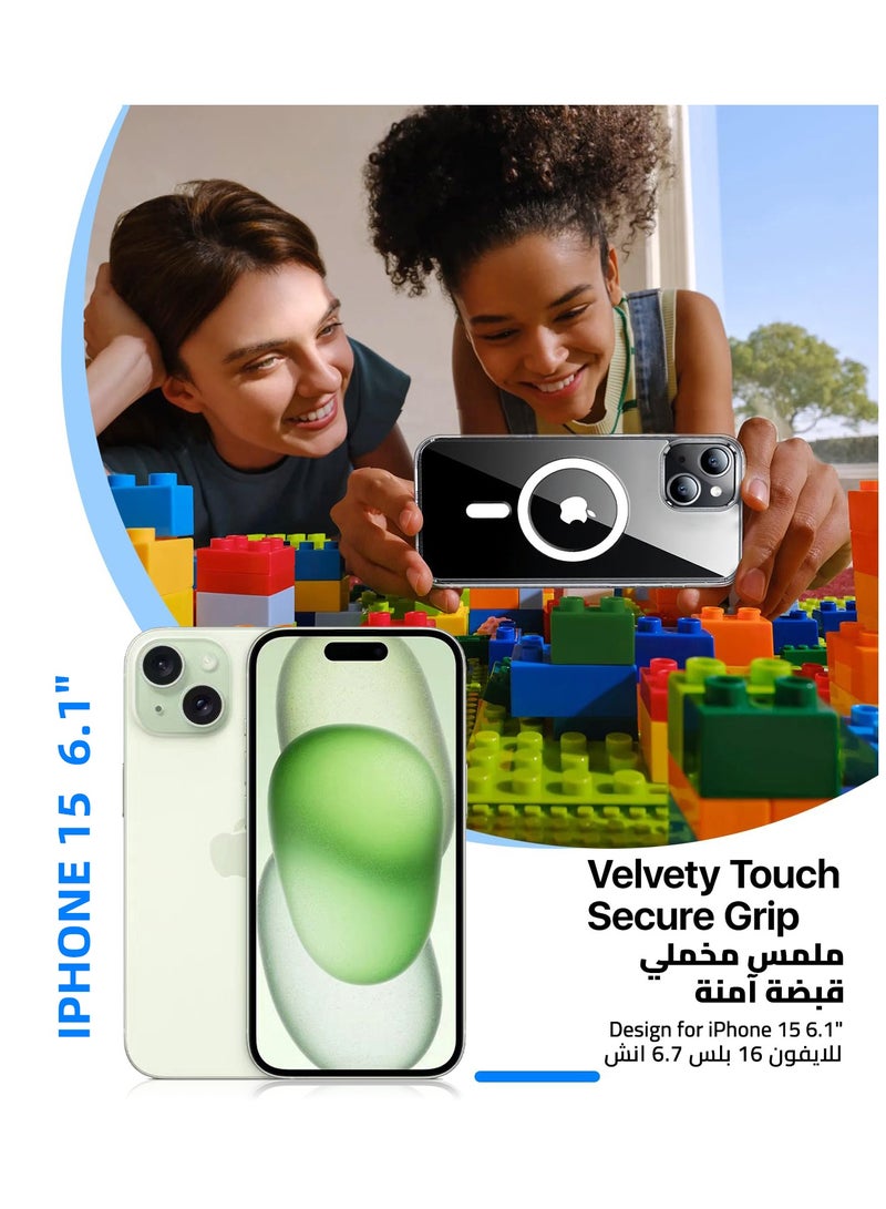iPhone 15 Magnetic Case, Compatible with MagSafe,【Anti-Yellowing】Crystal Clear Shockproof Protection Back Cover, Ultra Slim Strong Magnet Phone Shell Case for Apple 15 (2023)