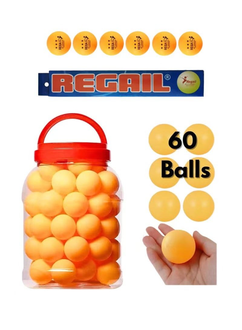 REGAIL 60-Pack ABS Table Tennis Balls | 40mm Tournament-Level Bounce | Durable for Indoor/Outdoor Use | For Kids & Adults | Yellow Portable Case - Image 1