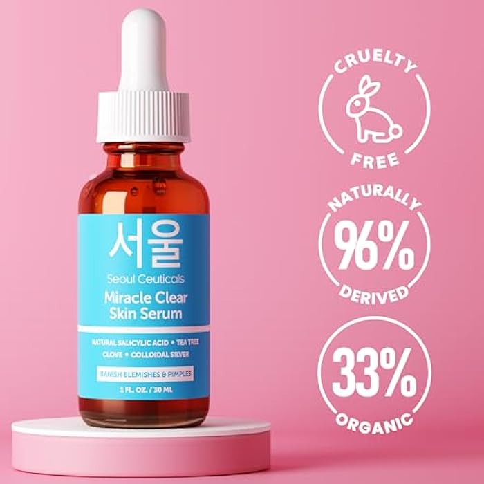 SeoulCeuticals Korean Acne Serum, Skin Care Treatment for Acne Prone Skin - Rapid Action Salicylic Acid, Tea Tree & Clove For Even Skin Tone 1oz - Image 3